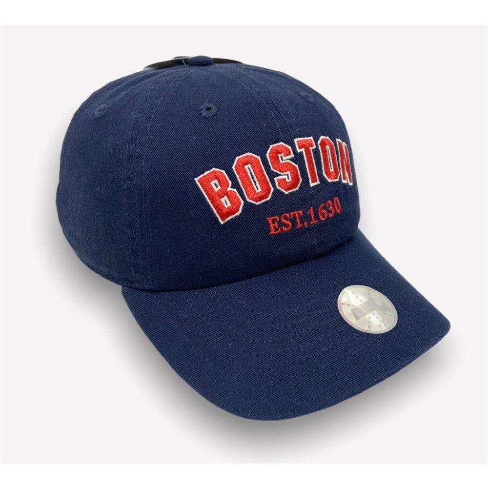 BOSTON Bay State Apparel Baseball Cap Hat Adjustable Size  Navy Blue Red